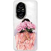 Прозорий чохол BoxFace Honor 200 Девушка с Пионами