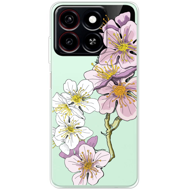 Прозрачный чехол BoxFace ZTE Blade A35 Cherry Blossom