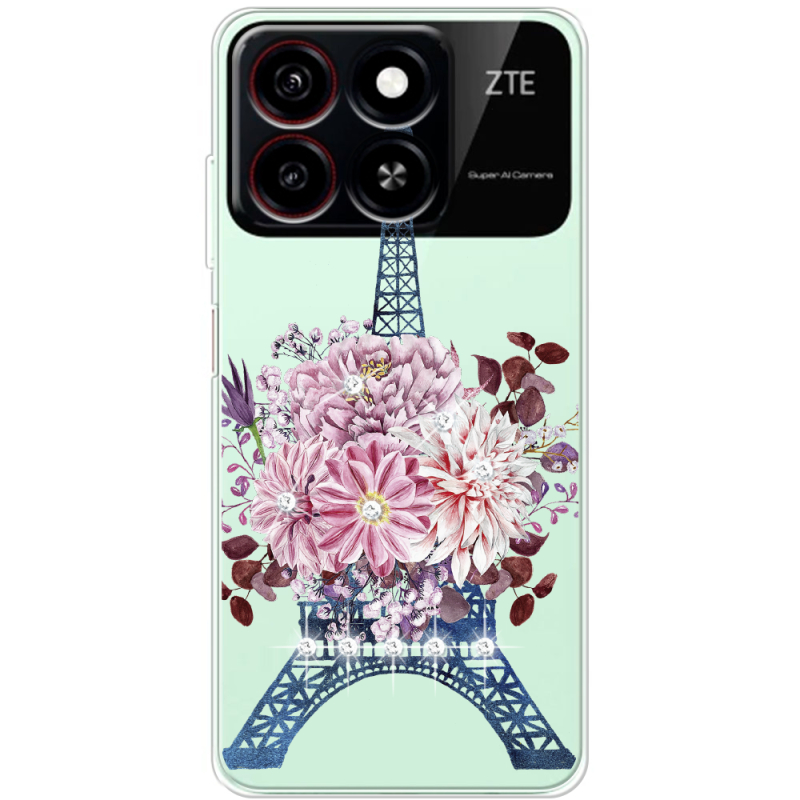 Чехол со стразами ZTE Blade A35 Eiffel Tower