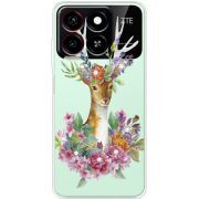 Чехол со стразами ZTE Blade A35 Deer with flowers