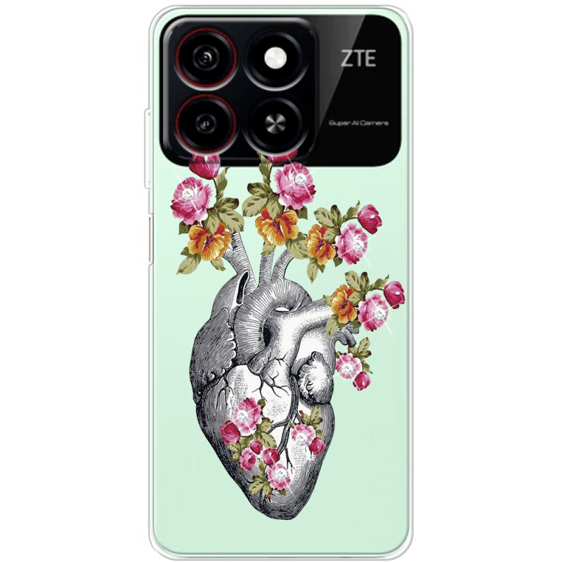 Чехол со стразами ZTE Blade A35 Heart