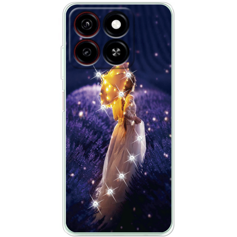 Чехол со стразами ZTE Blade A35 Girl with Umbrella