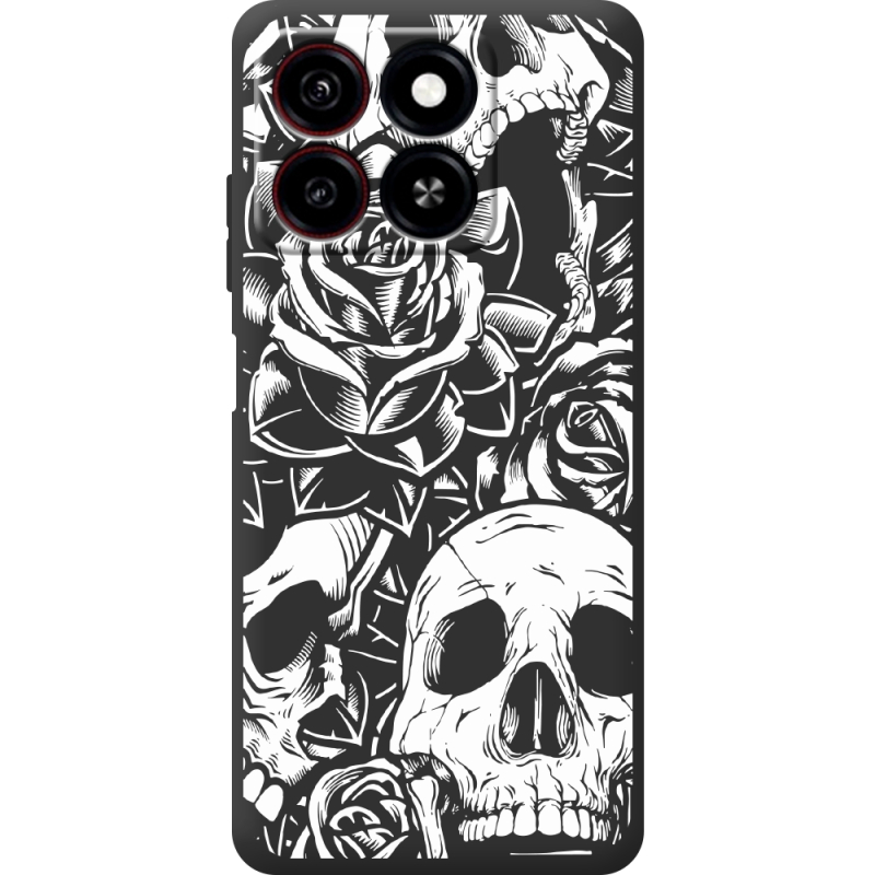 Черный чехол BoxFace ZTE Blade A35 Skull and Roses