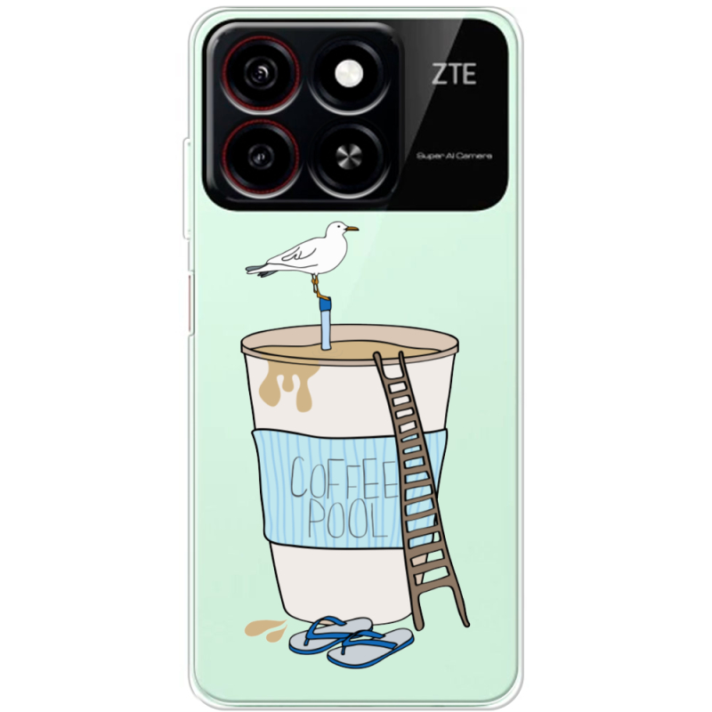 Прозорий чохол BoxFace ZTE Blade A55 Segull in Cofee Pool