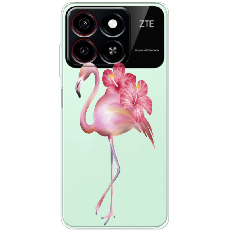 Прозорий чохол BoxFace ZTE Blade A55 Floral Flamingo