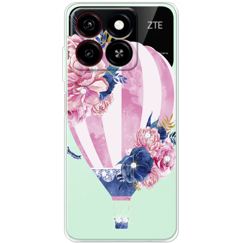 Чохол зі стразами ZTE Blade A55 Pink Air Baloon