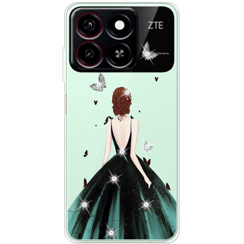 Чохол зі стразами ZTE Blade A55 Girl in the green dress