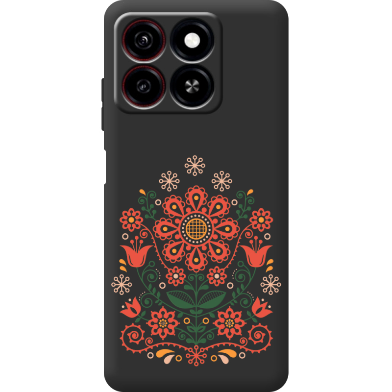 Чорний чохол BoxFace ZTE Blade A55 Ukrainian Ornament