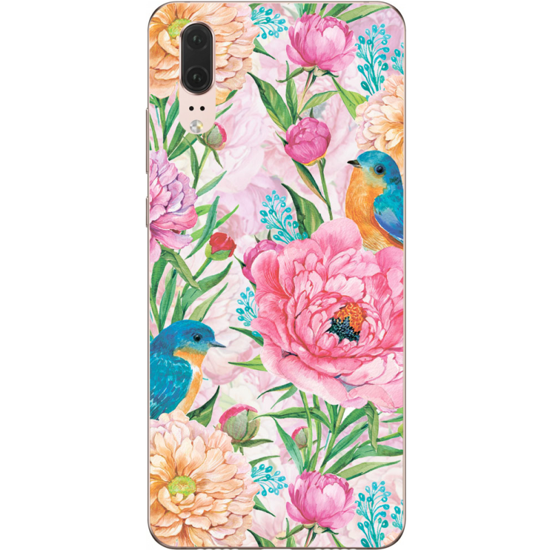 Чехол Uprint Huawei P20 Birds in Flowers