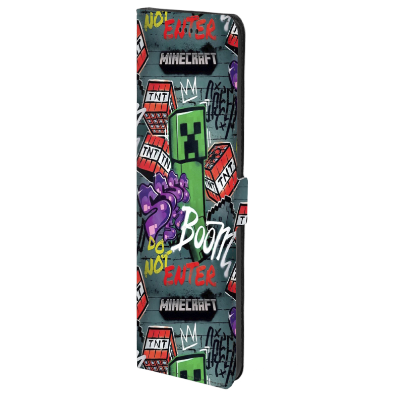 Чохол-книжка Stanford Side Magnet для Xiaomi Redmi 13C Minecraft Creeper Boom