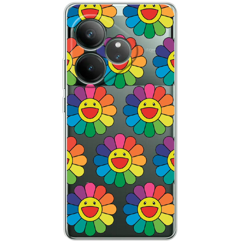 Прозорий чохол BoxFace Realme GT 6 Hippie Flowers