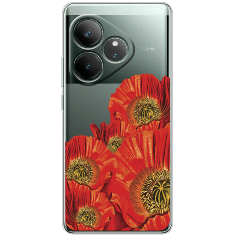 Прозорий чохол BoxFace Realme GT 6 Red Poppies