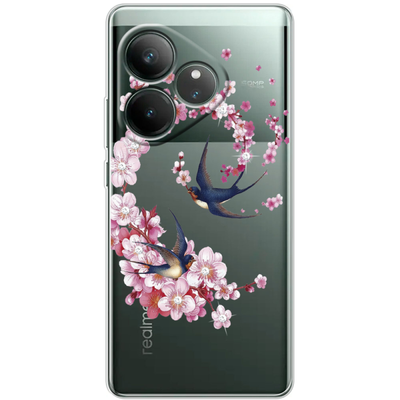 Чохол зі стразами Realme GT 6 Swallows and Bloom