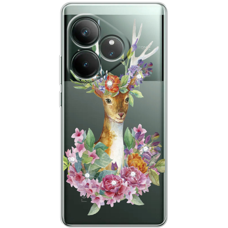 Чохол зі стразами Realme GT 6 Deer with flowers