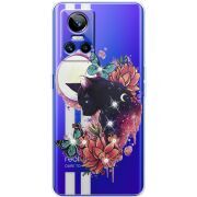 Чохол зі стразами Realme GT Neo 3 Cat in Flowers