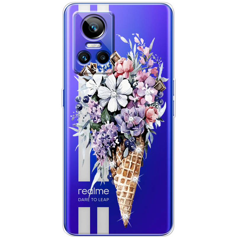 Чохол зі стразами Realme GT Neo 3 Ice Cream Flowers