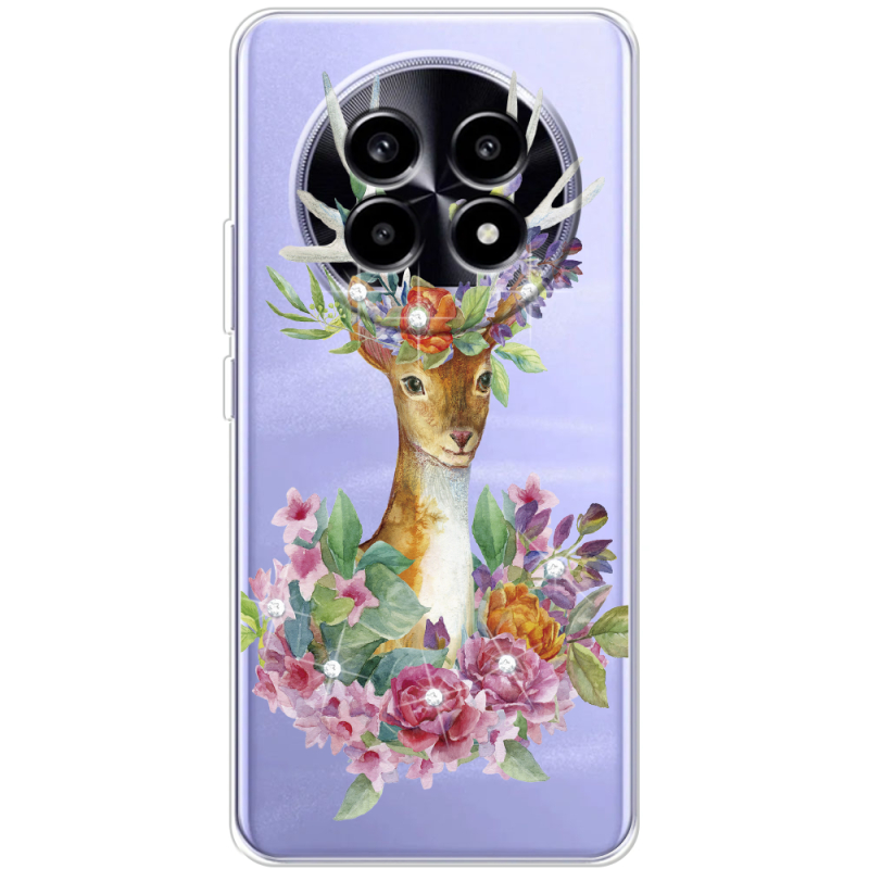 Чохол зі стразами Realme 13 Pro Plus Deer with flowers