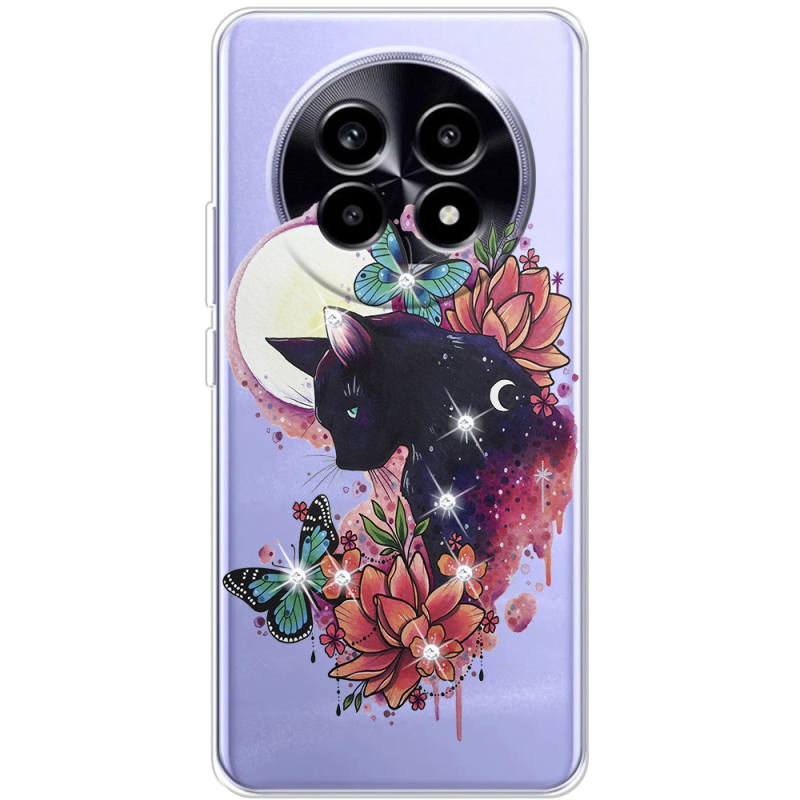 Чохол зі стразами Realme 13 Pro Plus Cat in Flowers