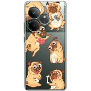 Прозорий чохол BoxFace Realme GT 6T с 3D-глазками Pug