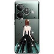 Чохол зі стразами Realme GT 6T Girl in the green dress