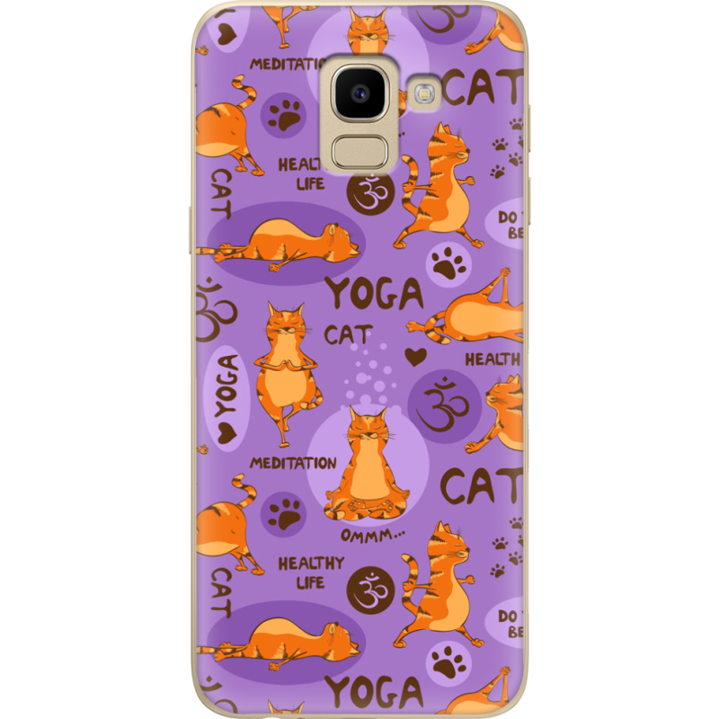 Чехол U-print Samsung J600 Galaxy J6 2018 Yoga Cat