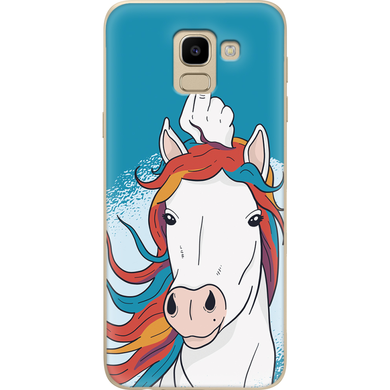 Чехол U-print Samsung J600 Galaxy J6 2018 Fuck Unicorn