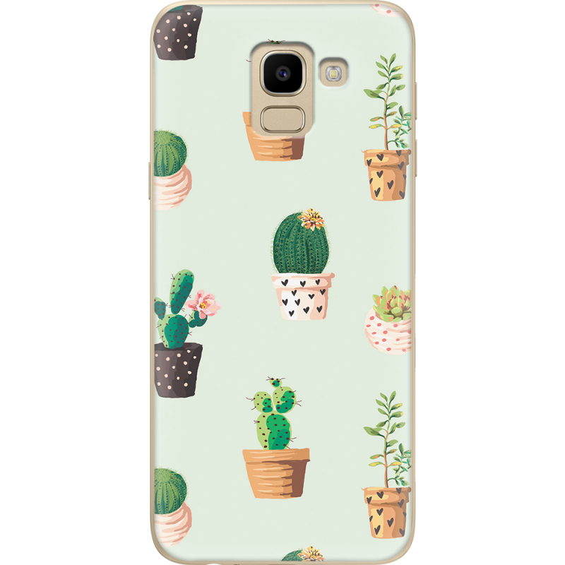 Чехол U-print Samsung J600 Galaxy J6 2018 L-green Cacti