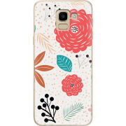 Чехол U-print Samsung J600 Galaxy J6 2018 Line Flowers