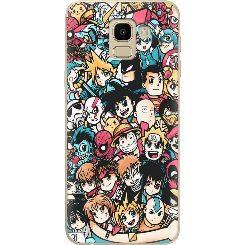 Чехол U-print Samsung J600 Galaxy J6 2018 Anime Stickers