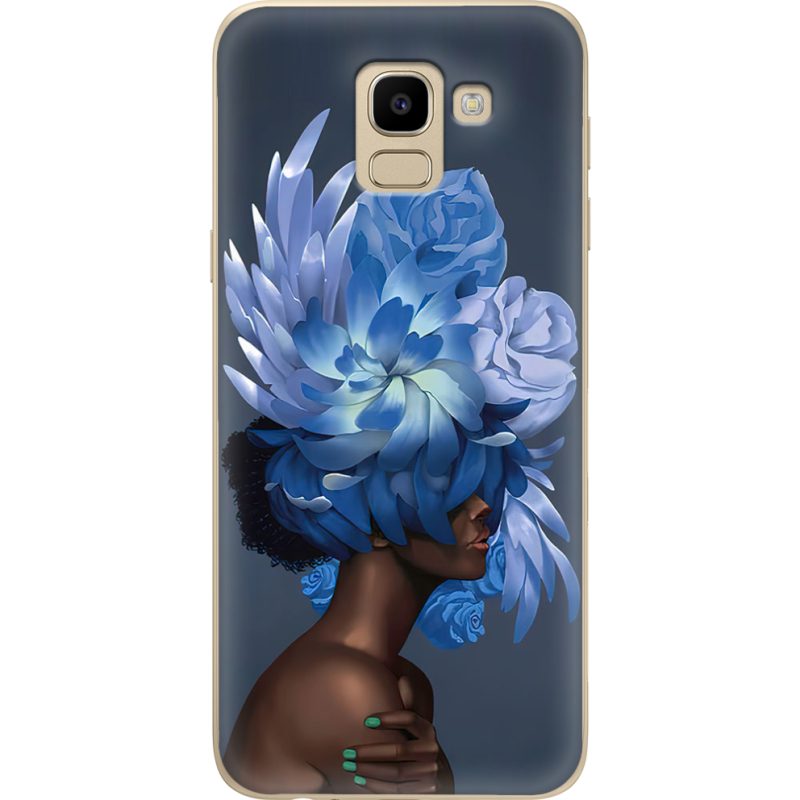 Чехол U-print Samsung J600 Galaxy J6 2018 Exquisite Blue Flowers