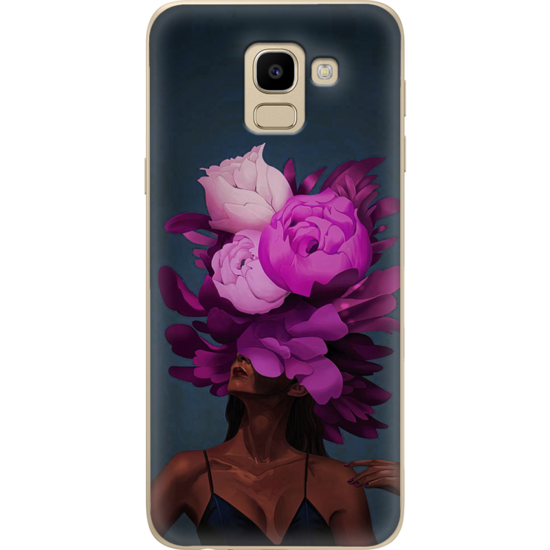 Чехол U-print Samsung J600 Galaxy J6 2018 Exquisite Purple Flowers