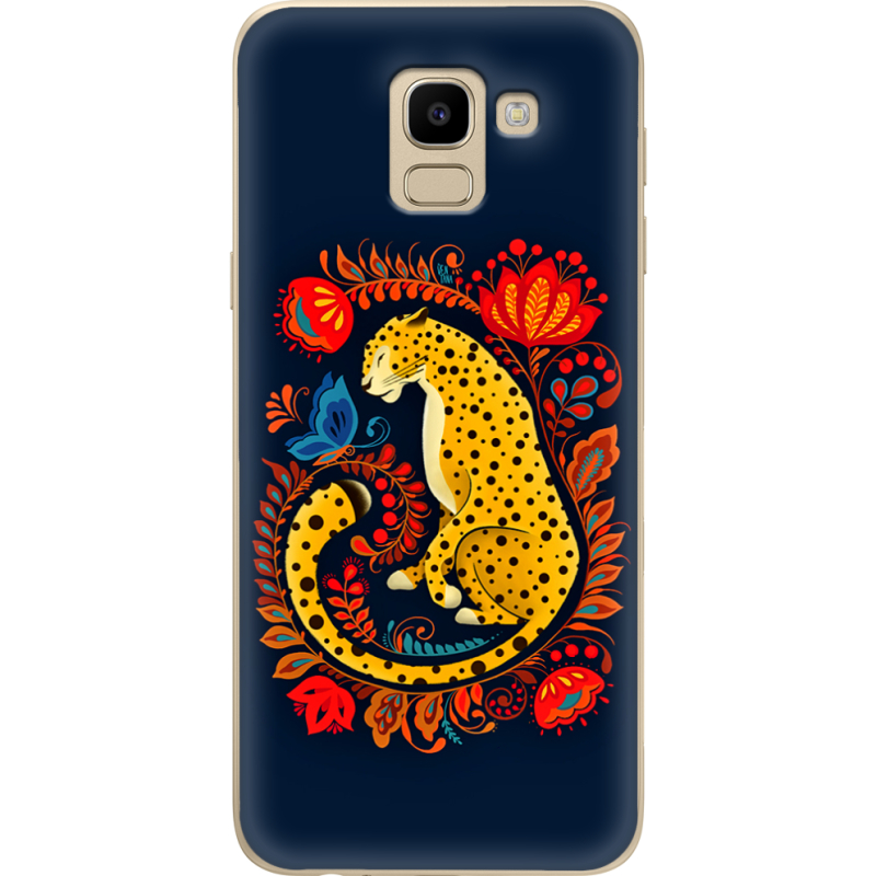 Чехол U-print Samsung J600 Galaxy J6 2018 Petrykivka Leopard