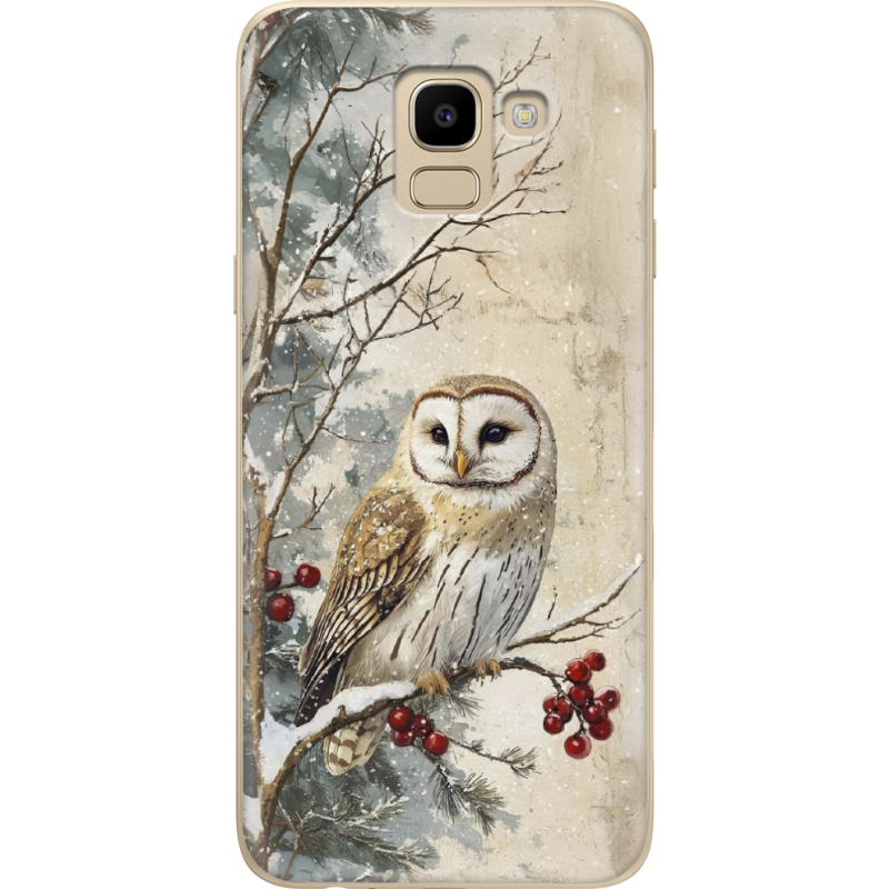 Чехол U-print Samsung J600 Galaxy J6 2018 Christmas Owl