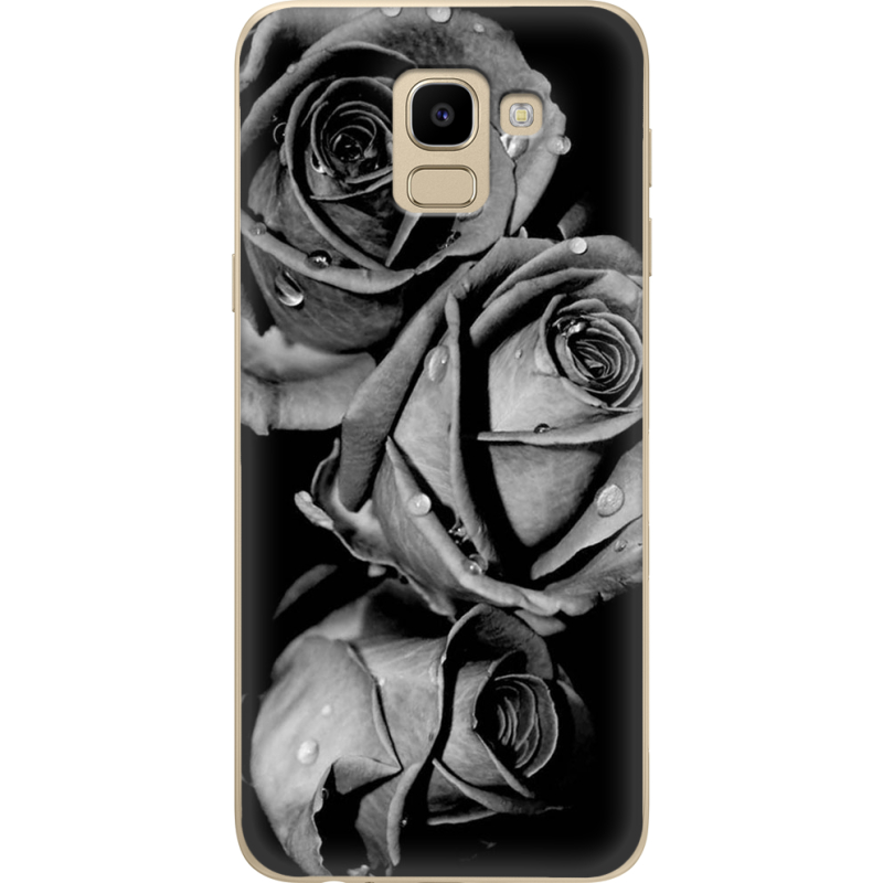 Чехол U-print Samsung J600 Galaxy J6 2018 Black and White Roses