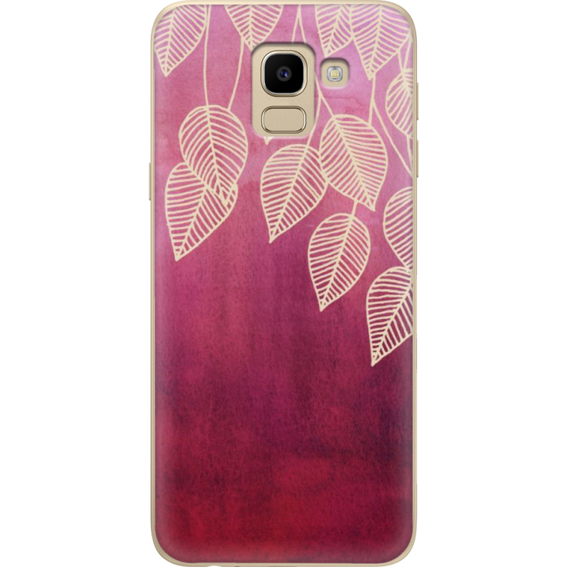 Чехол U-print Samsung J600 Galaxy J6 2018 Gold Leaves