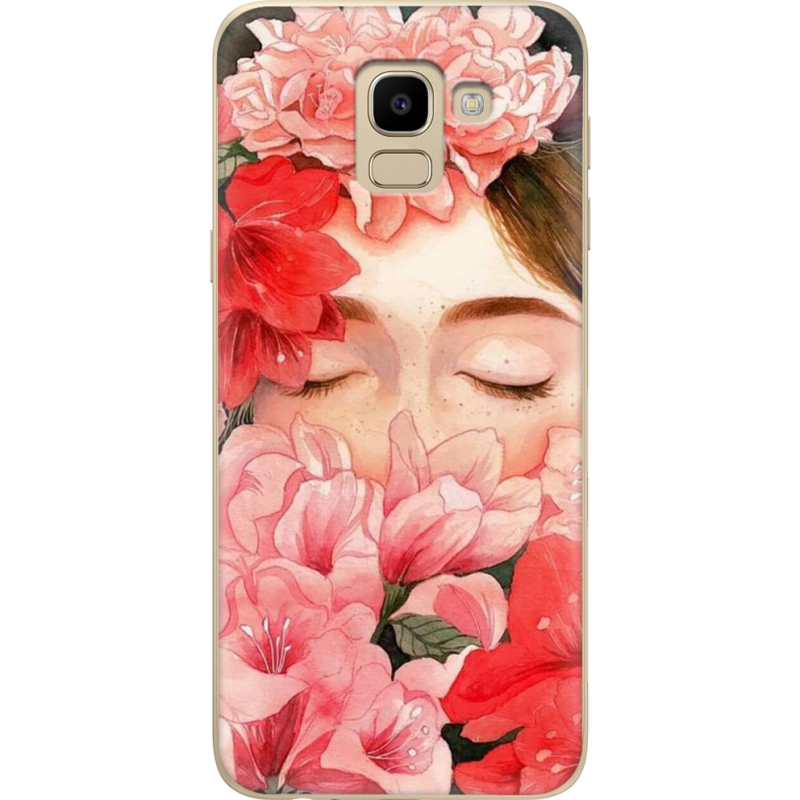 Чехол U-print Samsung J600 Galaxy J6 2018 Girl in Flowers