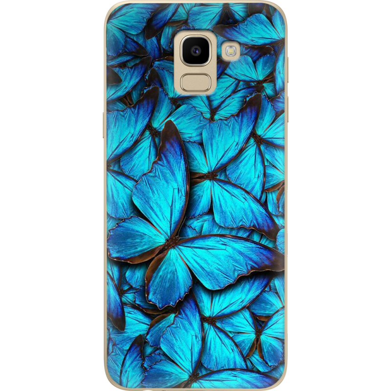 Чехол U-print Samsung J600 Galaxy J6 2018 лазурные бабочки