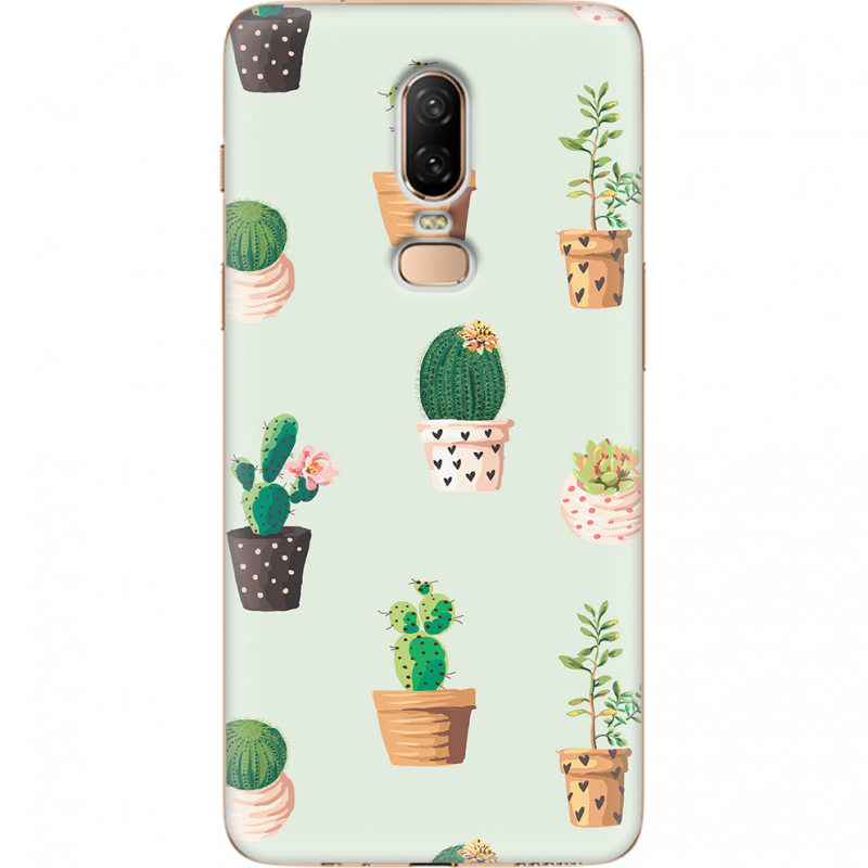 Чехол U-print OnePlus 6 L-green Cacti