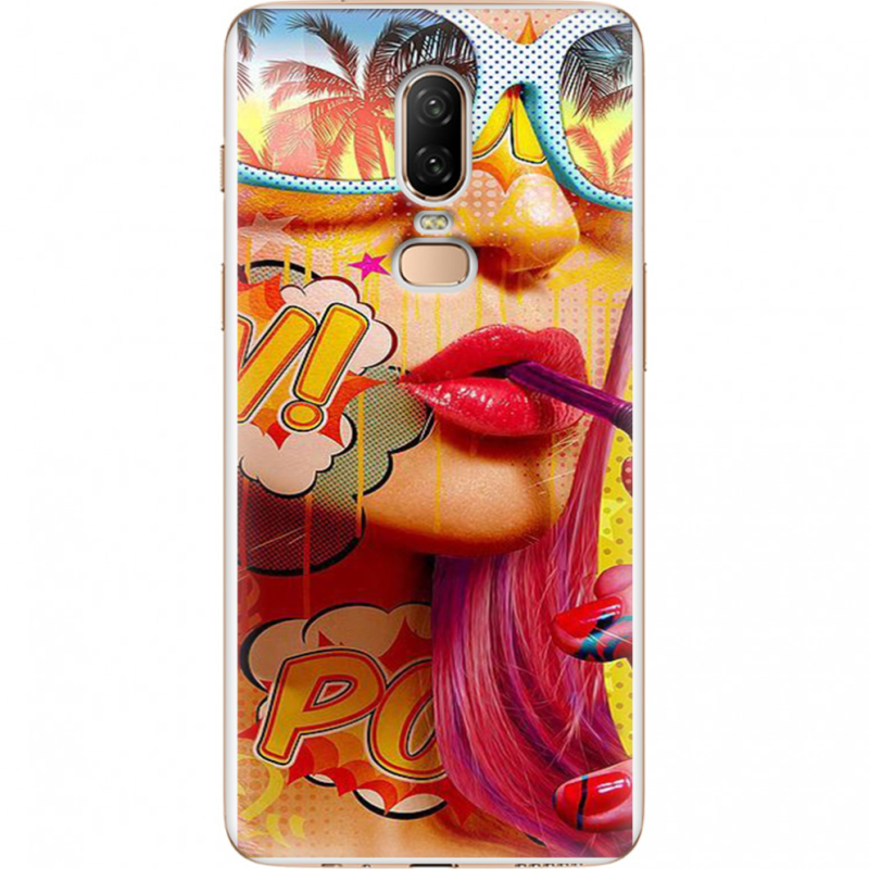 Чехол U-print OnePlus 6 Yellow Girl Pop Art