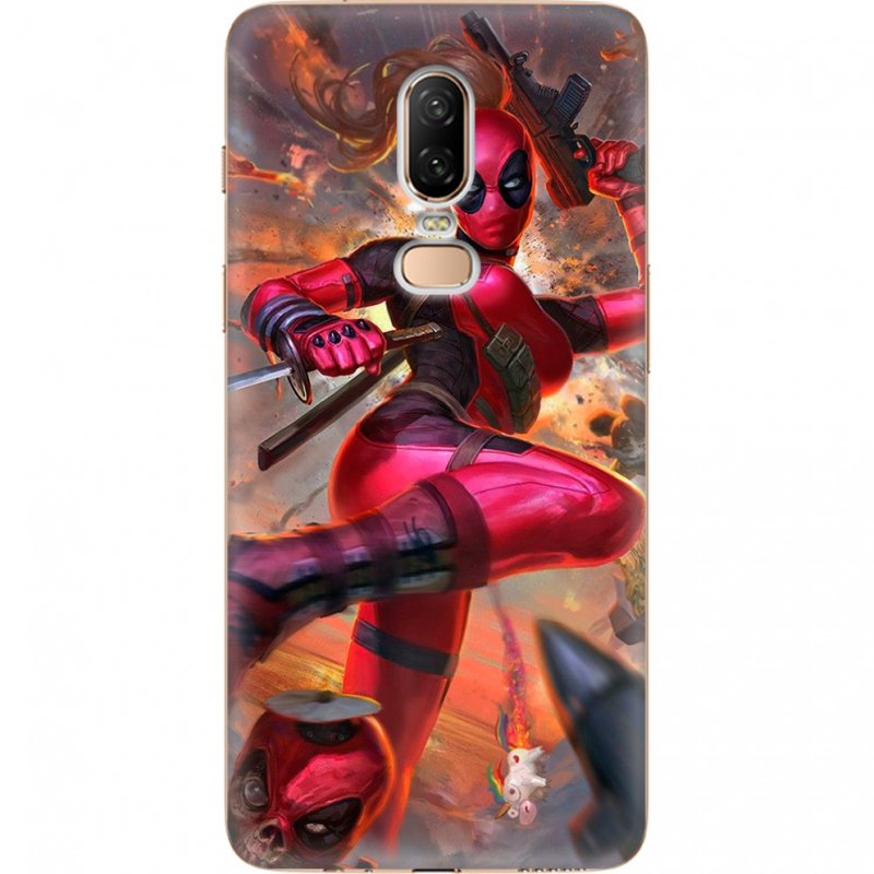 Чехол U-print OnePlus 6 Woman Deadpool