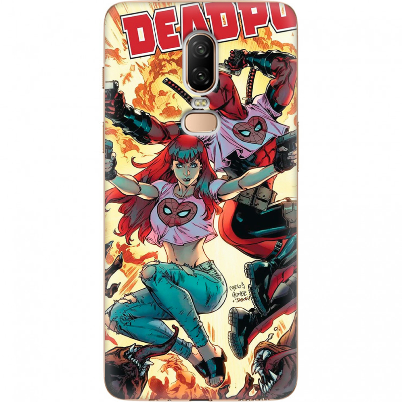 Чехол U-print OnePlus 6 Deadpool and Mary Jane