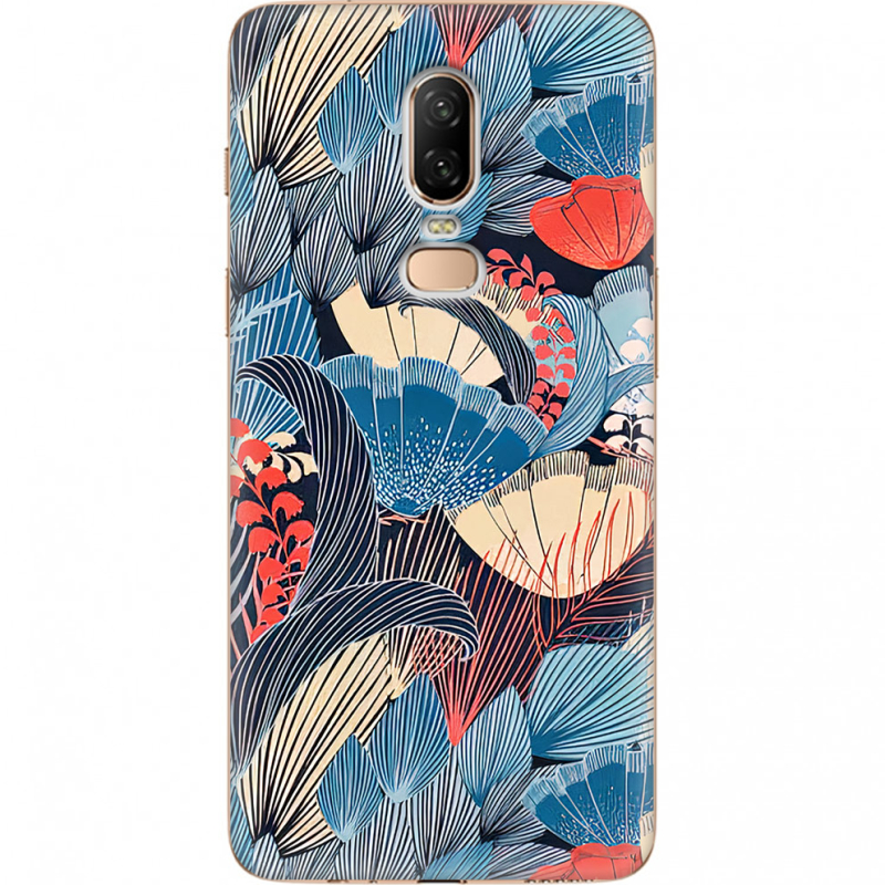 Чехол U-print OnePlus 6 Blue Herb