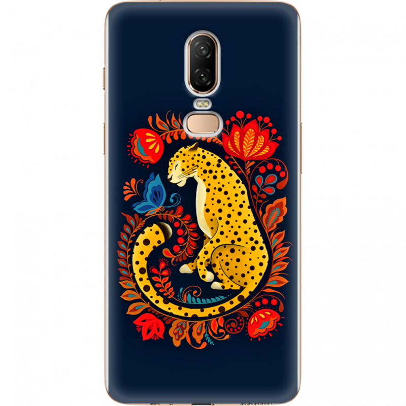 Чехол U-print OnePlus 6 Petrykivka Leopard