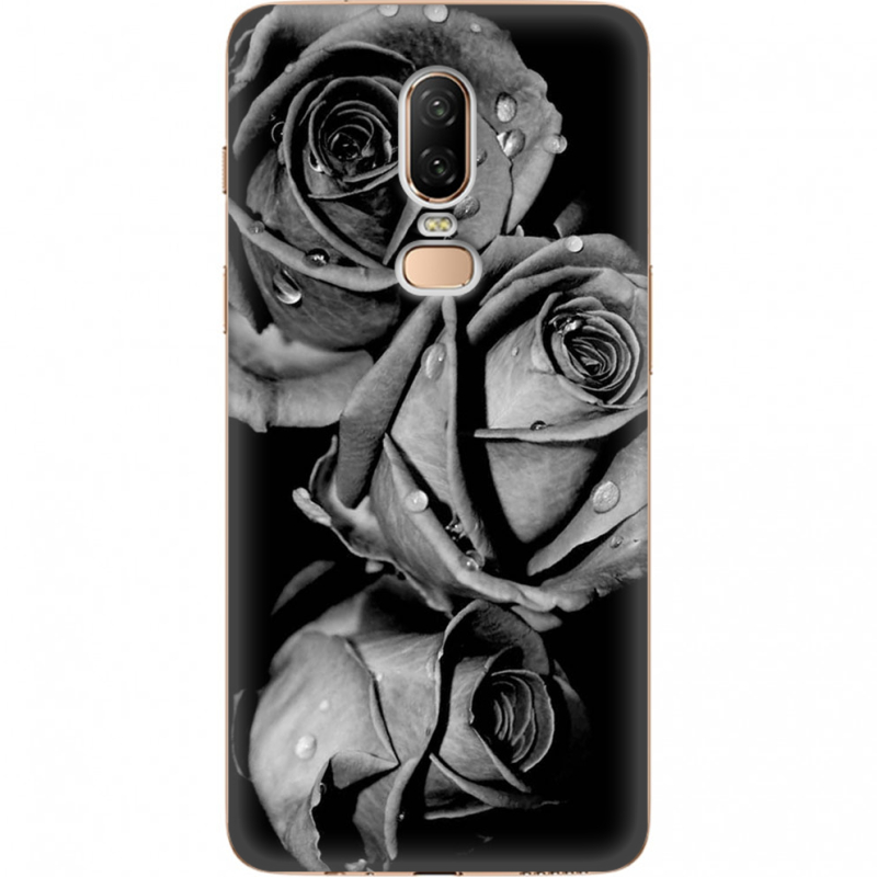 Чехол U-print OnePlus 6 Black and White Roses