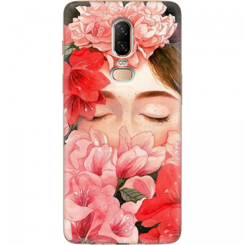 Чехол U-print OnePlus 6 Girl in Flowers