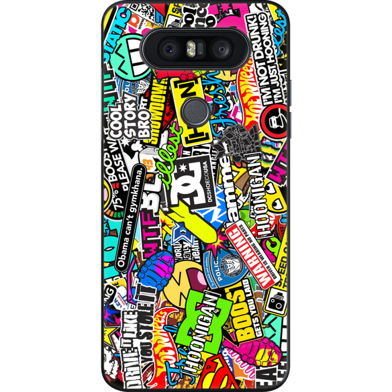 Чехол U-print LG Q8 Multicolored Inscriptions