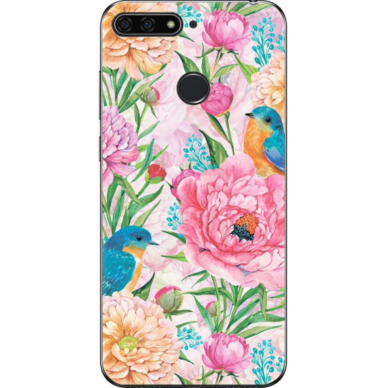 Чехол U-print Honor 7c Birds in Flowers