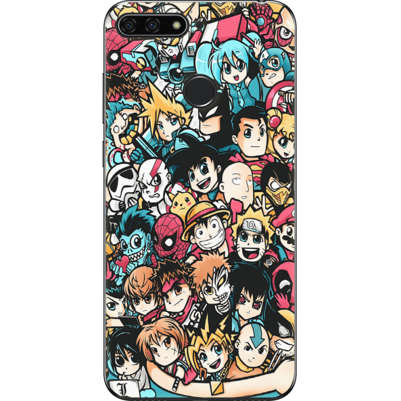 Чехол U-print Honor 7c Anime Stickers