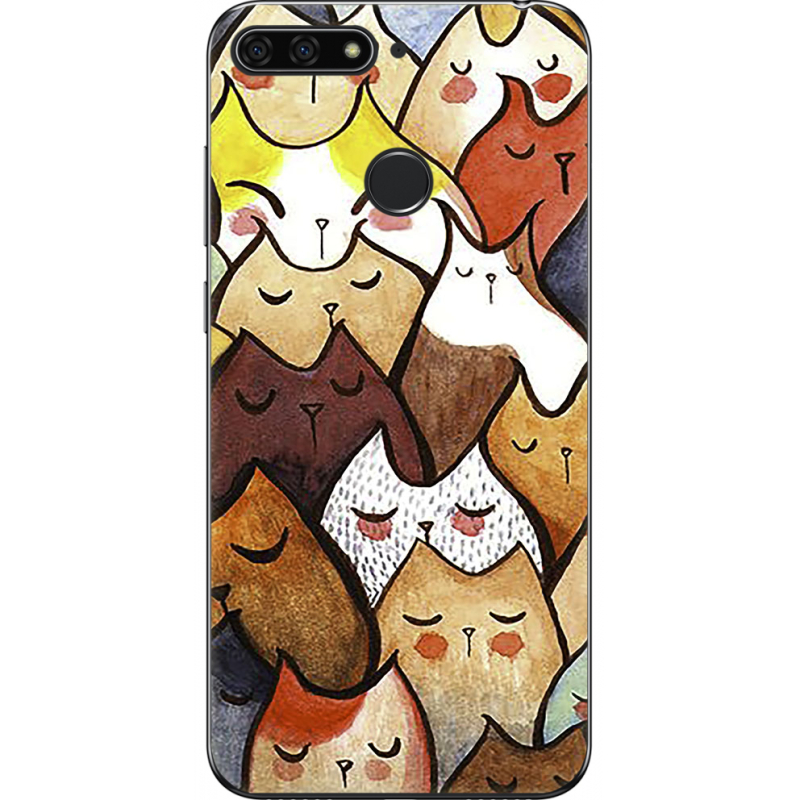 Чехол U-print Honor 7c Sleepy Cats