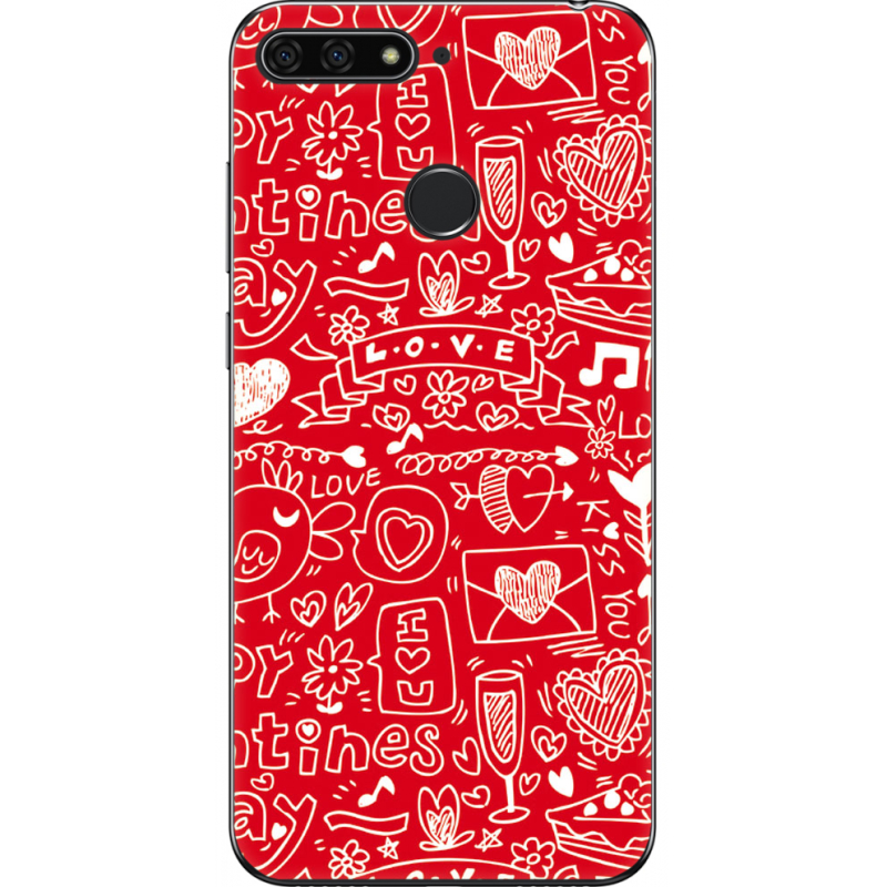 Чехол U-print Honor 7c Happy Valentines